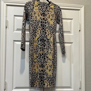 Stylish Leopard Print Dress with Yellow Accents